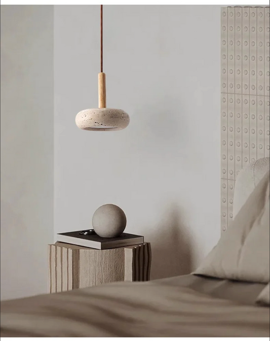 Yellow Cave Stone Pendant Lamp Japanese Wabi-Sabi Ceiling Light