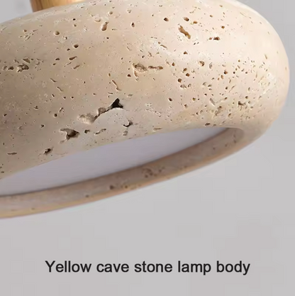 Yellow Cave Stone Pendant Lamp Japanese Wabi-Sabi Ceiling Light