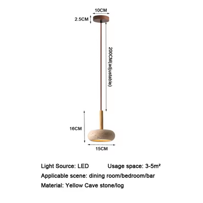 Yellow Cave Stone Pendant Lamp Japanese Wabi-Sabi Ceiling Light