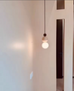 Cream Travertine Pendant Light Natural Stone and Wood