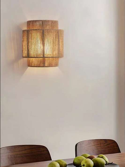 Hemp Rope Wall Light Fixture Rustic Boho Wall Sconce
