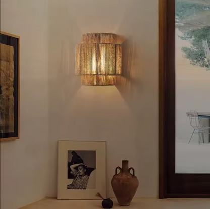 Hemp Rope Wall Light Fixture Rustic Boho Wall Sconce