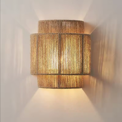 Hemp Rope Wall Light Fixture Rustic Boho Wall Sconce