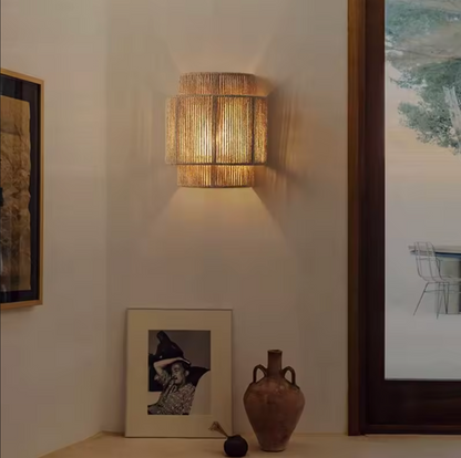 Hemp Rope Wall Light Fixture Rustic Boho Wall Sconce