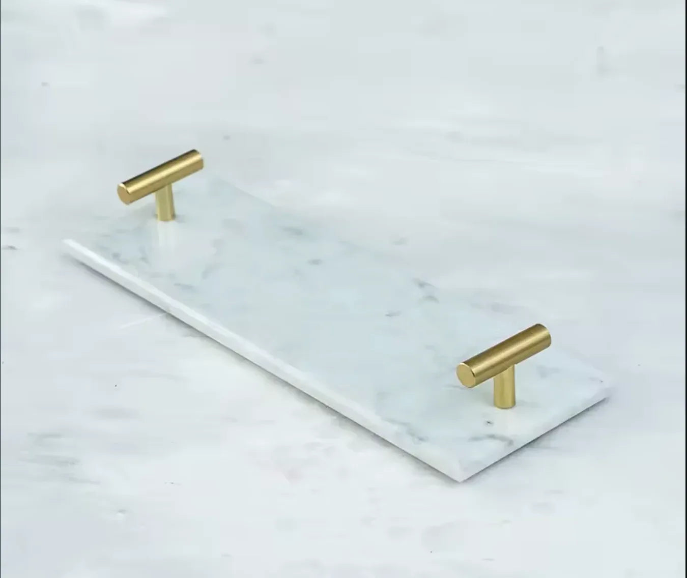 Natural Marble Tray with Golden Handles Bathroom Vanity 3