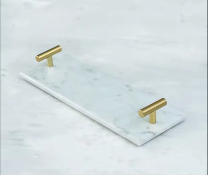 Natural Marble Tray with Golden Handles Bathroom Vanity 3