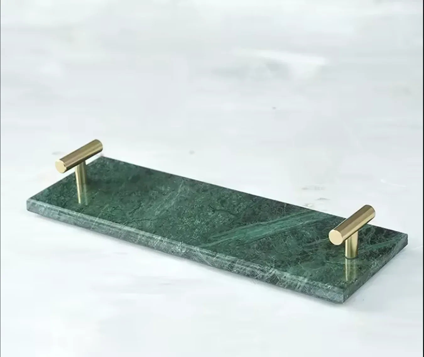 Natural Marble Tray with Golden Handles Bathroom Vanity 1