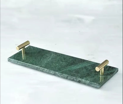 Natural Marble Tray with Golden Handles Bathroom Vanity 1