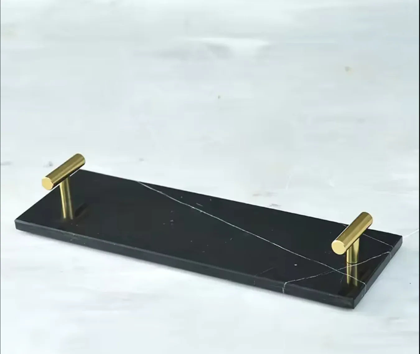 Natural Marble Tray with Golden Handles Bathroom Vanity 2