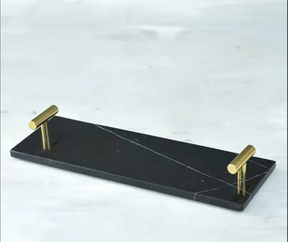 Natural Marble Tray with Golden Handles Bathroom Vanity 2