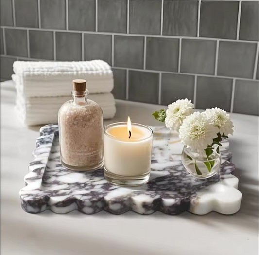 Calacatta Viola Scalloped Natural Marble Tray  for Countertop