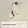 Wabi Sabi Natural Stone Wall Lamp with Wood Accent Bedside Sconce Light Fixture