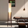 Scandinavian Tripod Floor Lamp Japandi Style Wood & Fabric Standing Light