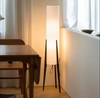 Scandinavian Tripod Floor Lamp Japandi Style Wood & Fabric Standing Light