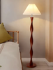 Nordic Wooden Floor Lamp with Fabric Shade for Living Room and Bedroom
