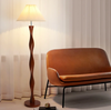 Nordic Wooden Floor Lamp with Fabric Shade for Living Room and Bedroom