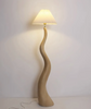 Large Resin Curved Floor Lamp with Pleated Shade Nordic Minimalist