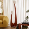 Modern Minimalist Walnut Solid Wood Floor Lamp with Dual Glass