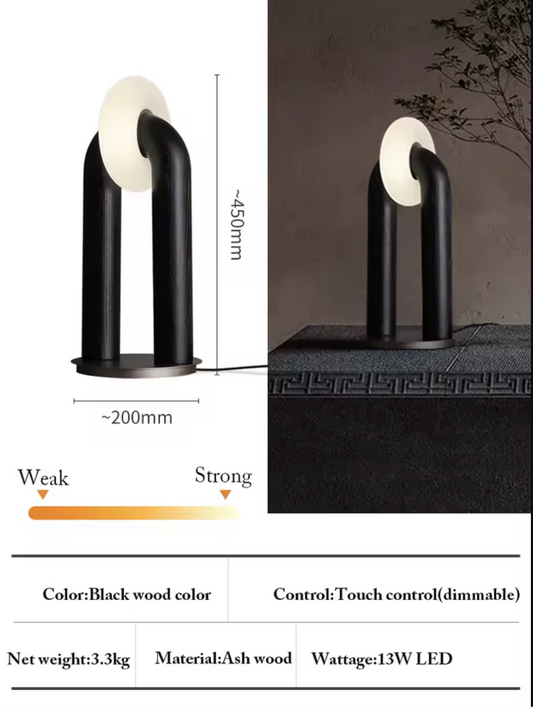 Vintage Solid Wood LED Table Lamp Dimmable Touch Control