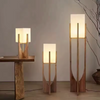 Nordic Walnut Wood Japanese Floor Lamp with Cotton Cloth Lampshade