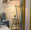 Light Luxury Floor Lamp with Table Modern Rustic Black Walnut Standing Lamp