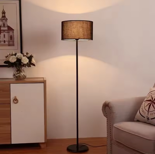 Modern Floor Lamp Nordic Metal Standing Lamp with Fabric Shade