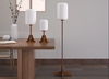 Vintage Wooden Floor Lamp with Sackcloth Shade