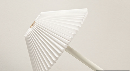 Nordic Pleated Table Lamp Rechargeable LED Wooden Base Bedside Light
