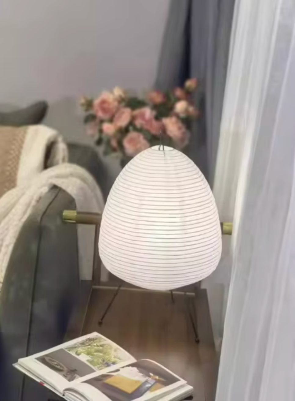 Modern Japanese Floor Lamp with Rice Paper Shade