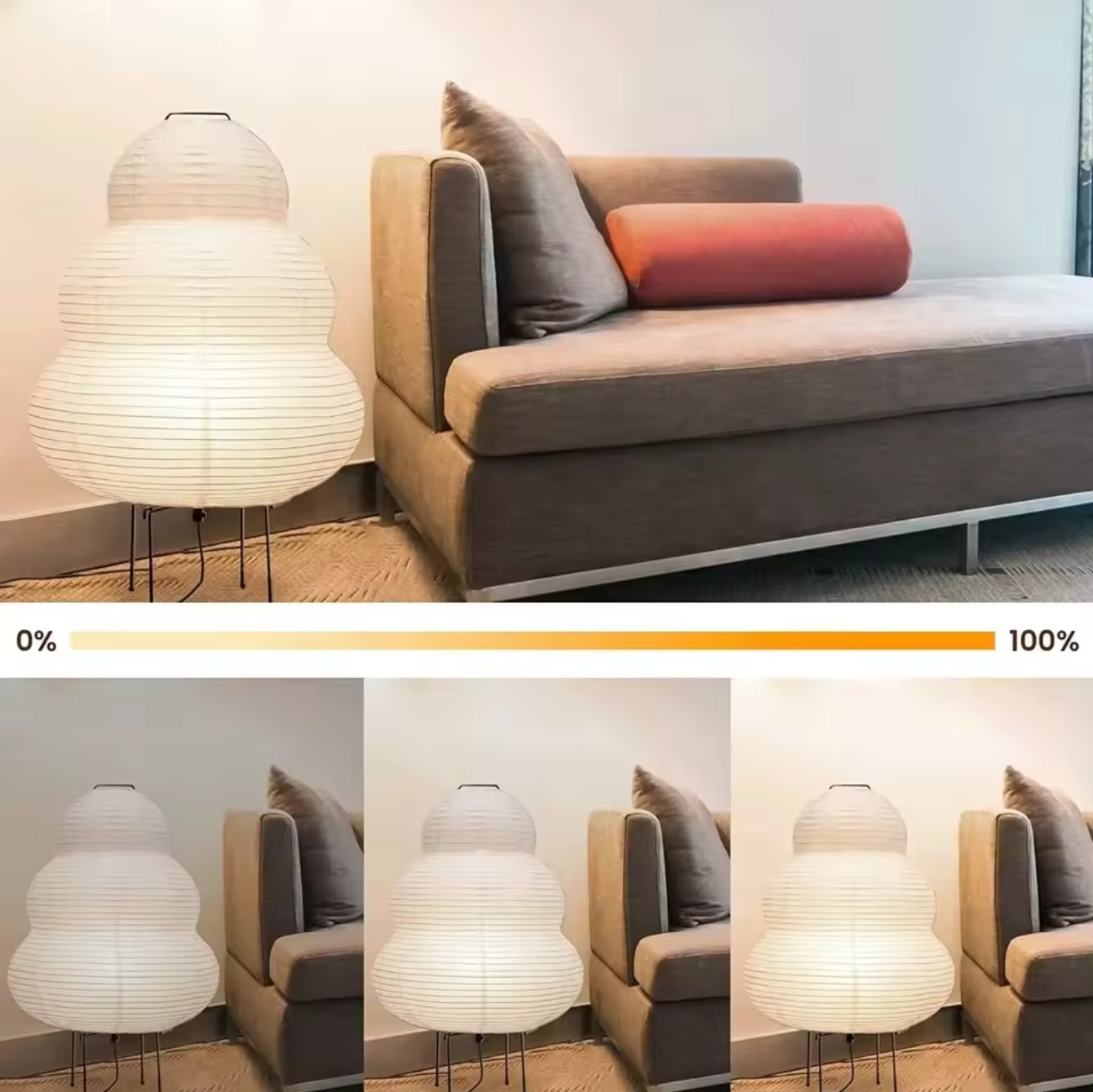 Modern Japanese Floor Lamp with Rice Paper Shade