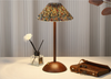 Rechargeable Retro Floral Table Lamp Walnut Base