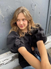 Women Puff Sleeve Bow Button Top Vintage Ruffle Hem Summer Blouse