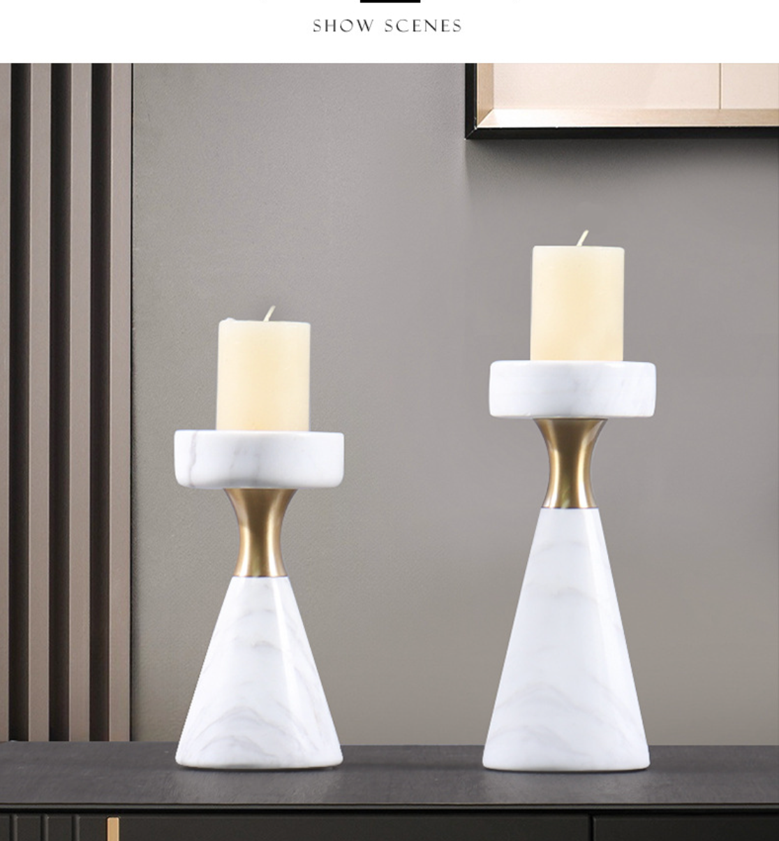 Luxury Marble Candlestick Holder with Gold Accent