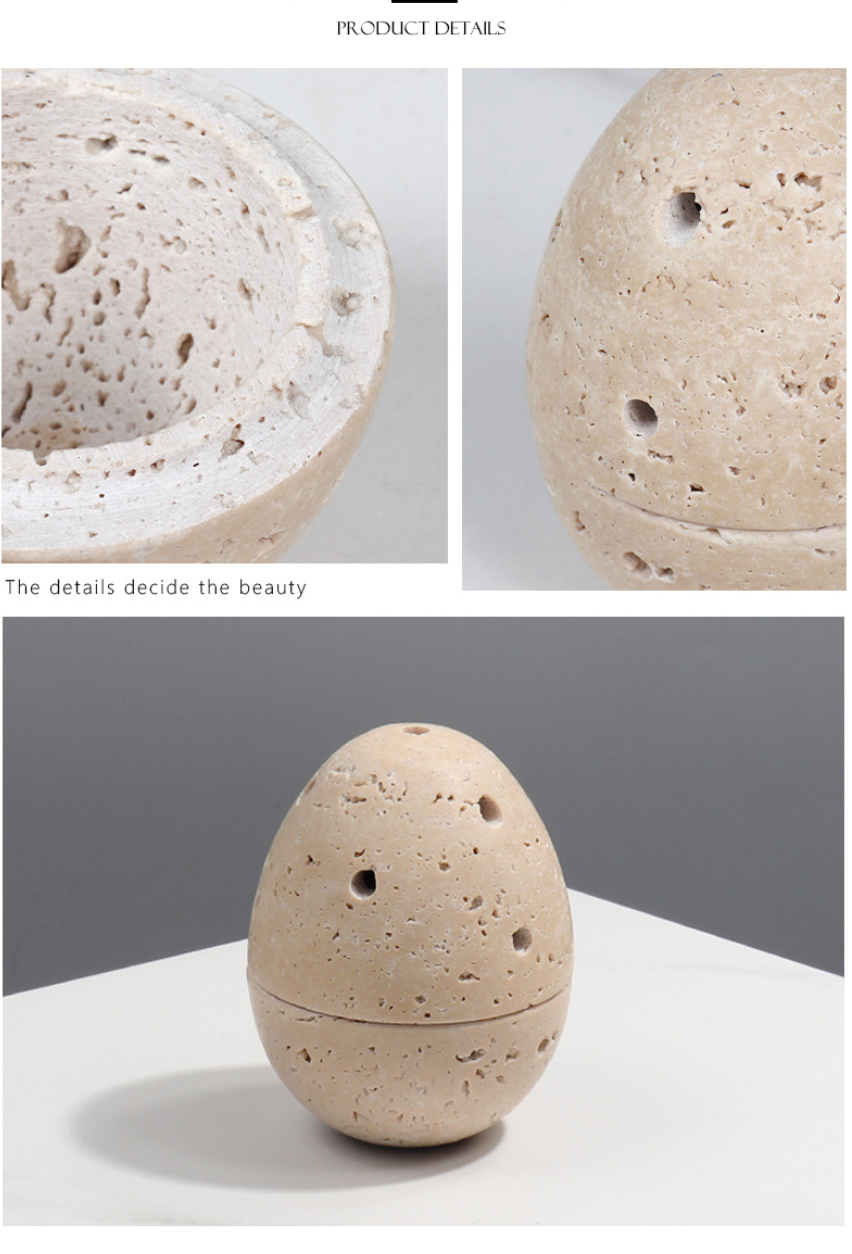 Natural Marble Incense Burner Egg Shape