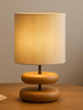 Wabi-sabi Solid Wood Table Lamp with Fabric Lampshade