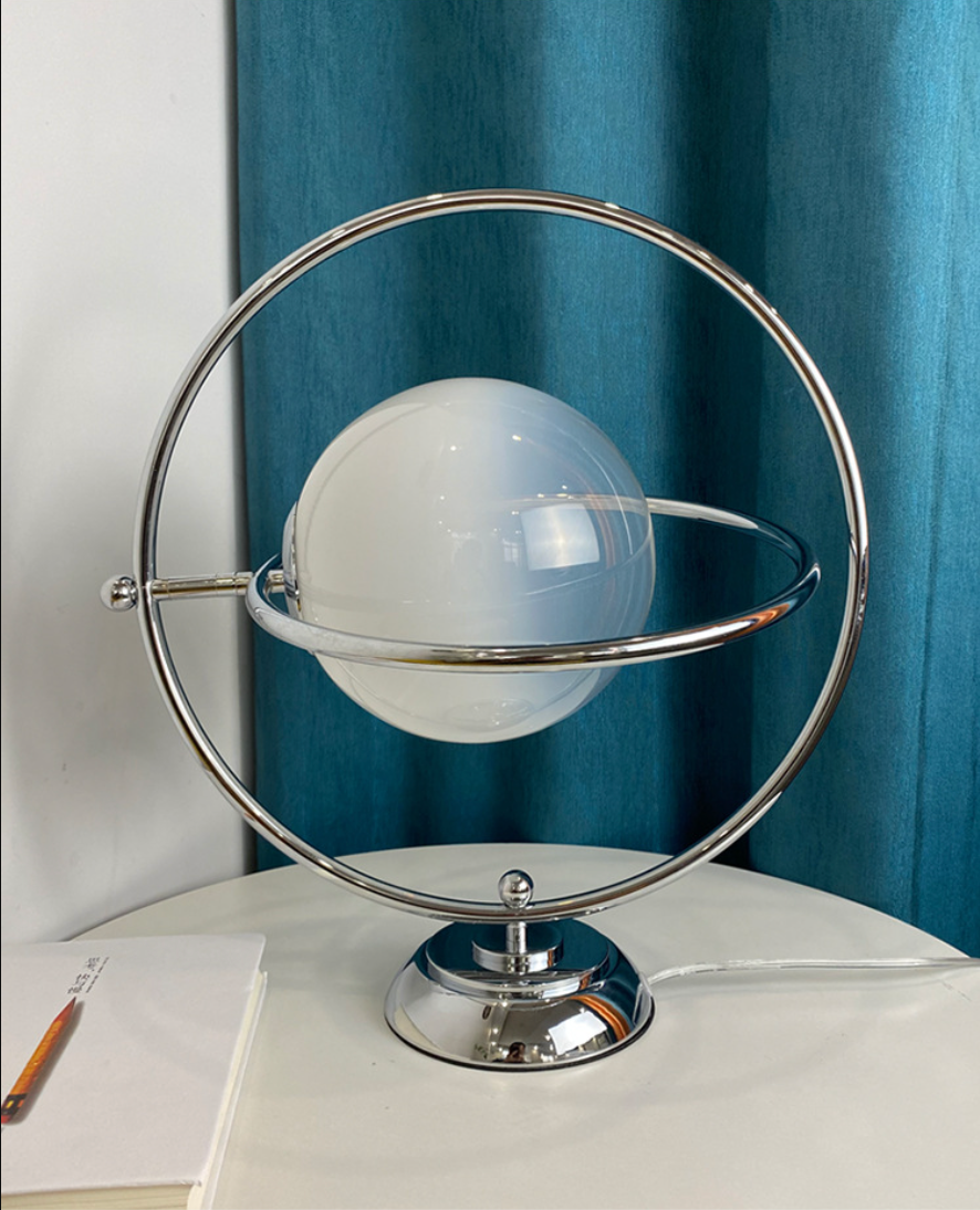 Retro Glass Moon Table Lamp Vintage Orbit Bedside Light