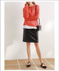 Women’s Genuine Leather Midi Skirt High Waist With Pockets