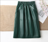 Women’s Genuine Leather Midi Skirt High Waist With Pockets
