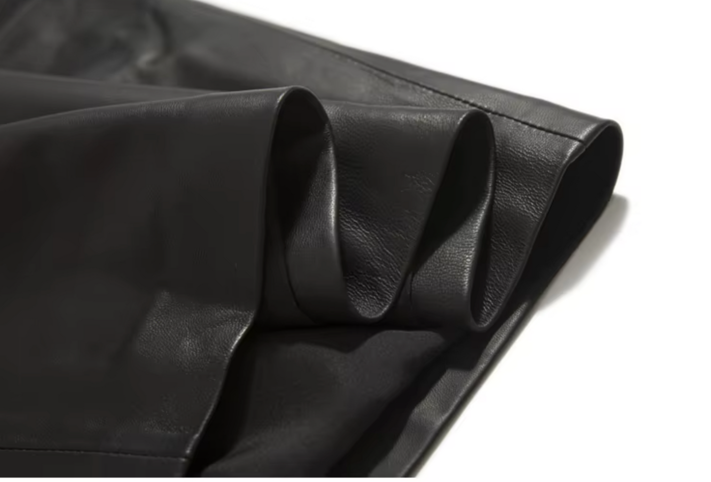 Women’s Genuine Leather Midi Skirt High Waist With Pockets
