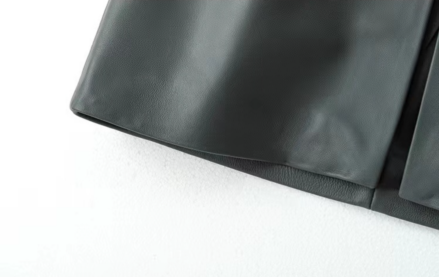 Genuine Leather Skirt High Waisted Slim Fit with Front Slit
