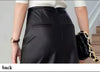 Women Leather Maxi Skirt High Waist Black Ankle Length with Back Slit