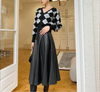 Leather Skirt High Waist Long Pleated Umbrella Hem