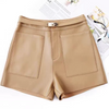 Women Real High Waisted Leather Shorts