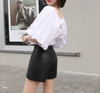 Women Real High Waisted Leather Shorts