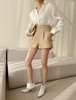 Women Leather Shorts High Waist Casual Zipper