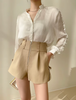 Women Leather Shorts High Waist Casual Zipper