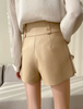 Women Leather Shorts High Waist Casual Zipper