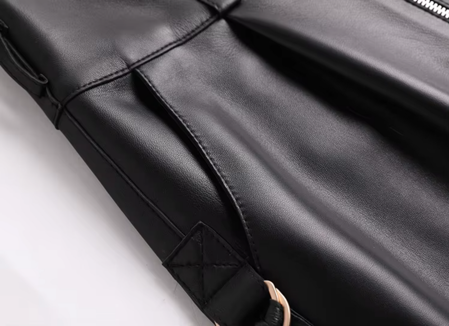 Women Leather Shorts High Waist Casual Zipper