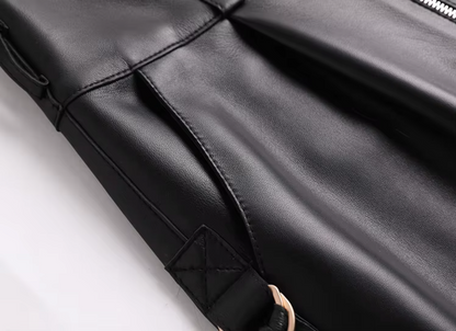 Women Leather Shorts High Waist Casual Zipper