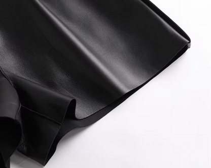Women Leather Shorts High Waist Casual Zipper